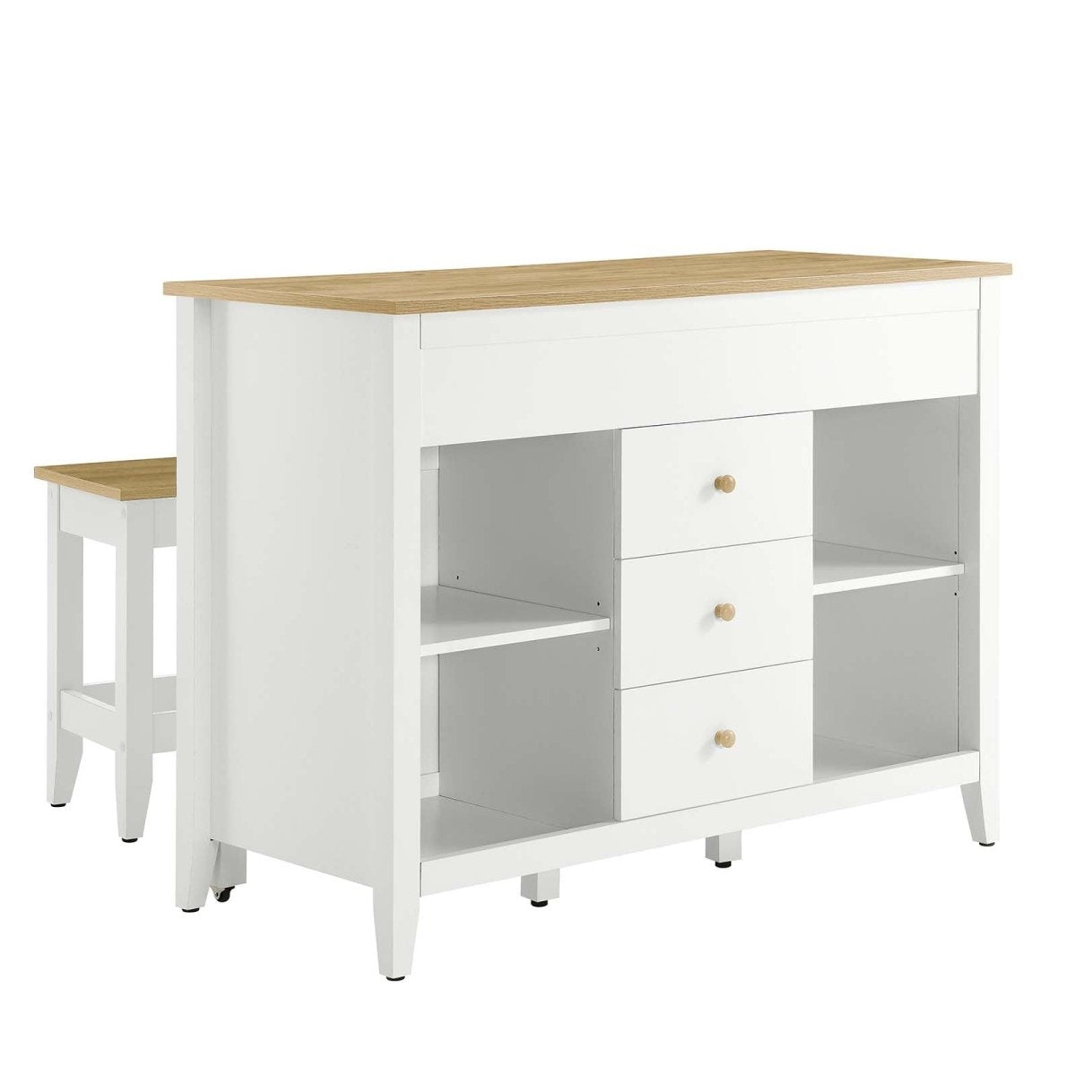 Farmstead 3 - Piece Kitchen Island and Stool Set - BUILDMYPLACE