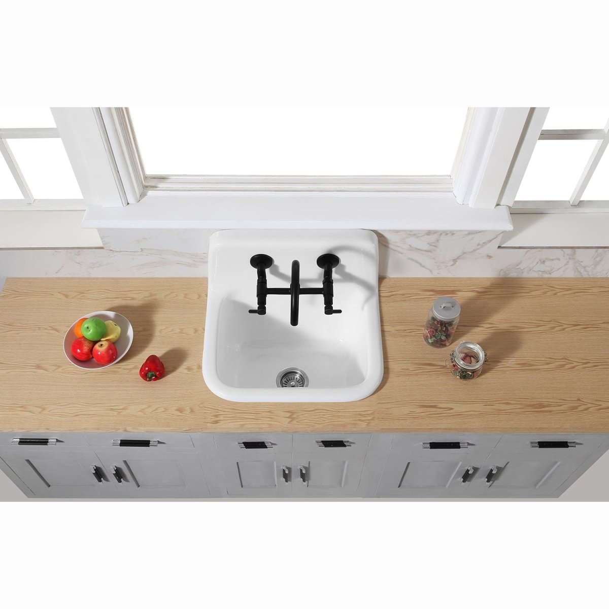 Fauceture Petra Galley 22" Wall Mount Single Bowl Kitchen Sink, White - BUILDMYPLACE