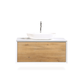 Fiona Wood Floating / Wall Mounted Bathroom Vanity With Acrylic Vessel Sink - BUILDMYPLACE