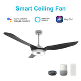 FLETCHER 56 inch 3 - Blade Smart Ceiling Fan with Remote& LED Light - LEDMyPlace