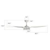 FLETCHER 60 inch 3 - Blade Smart Ceiling Fan with LED Light & Remote - LEDMyPlace