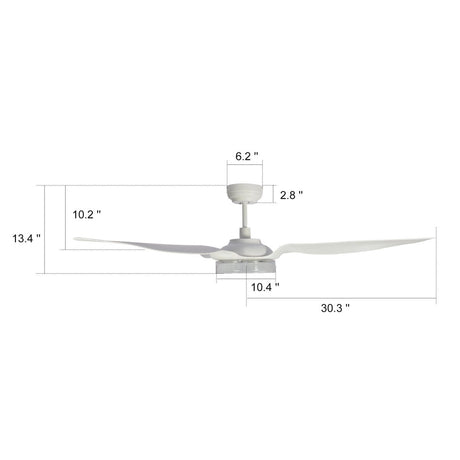 FLETCHER 60 inch 3 - Blade Smart Ceiling Fan with LED Light & Remote - LEDMyPlace
