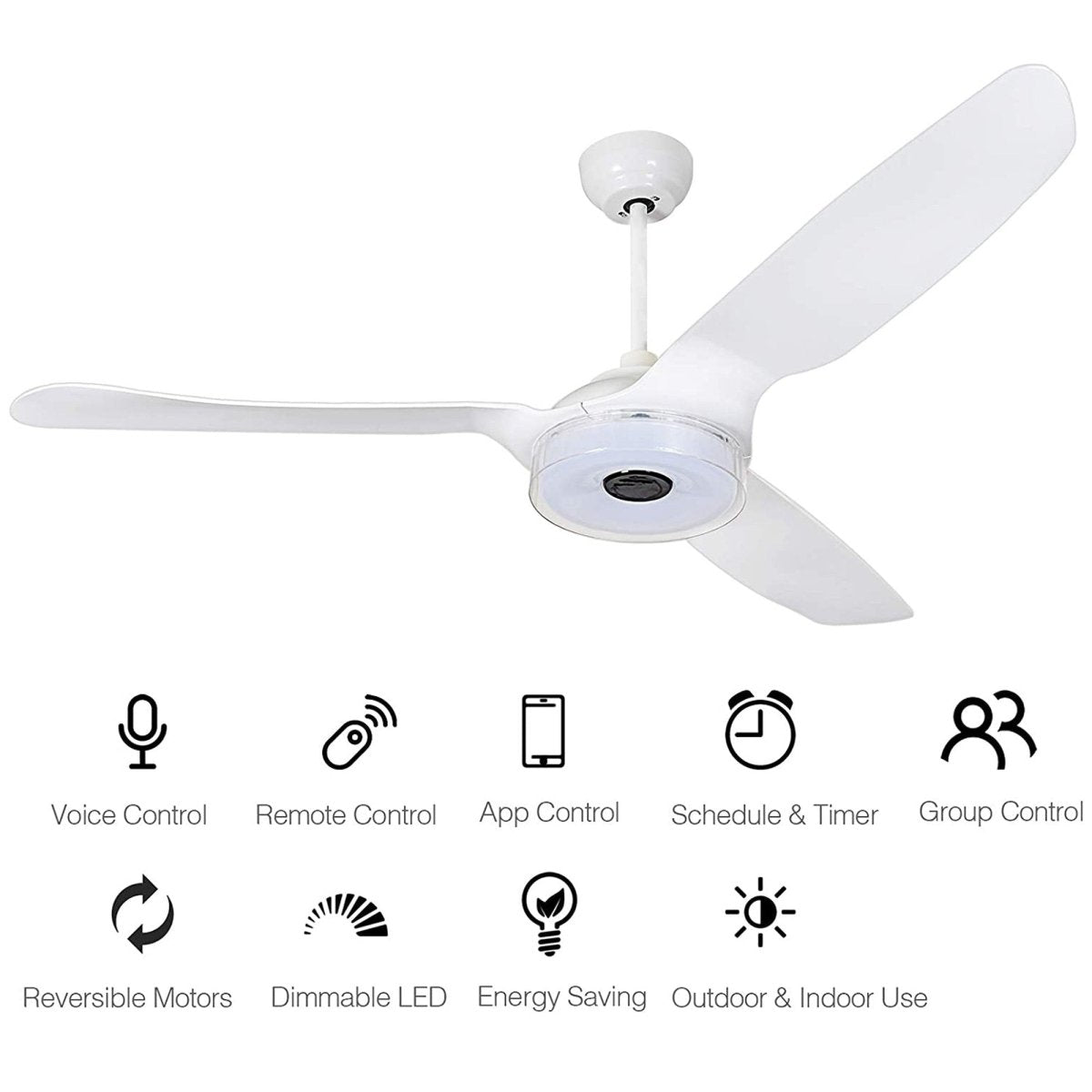 FLETCHER 60 inch 3 - Blade Smart Ceiling Fan with LED Light & Remote - LEDMyPlace