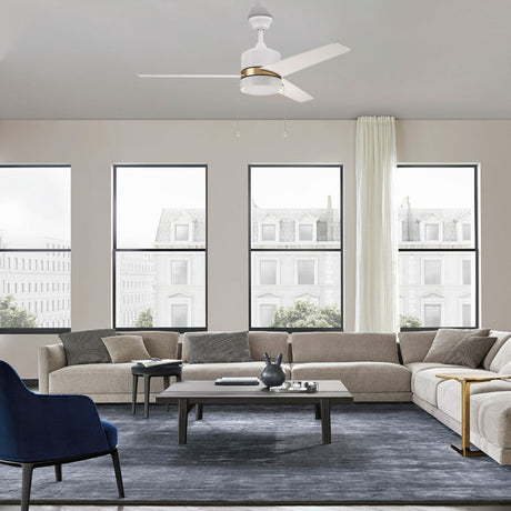 FLINT 52 inch 3 - Blade Ceiling Fan with LED Light and Pull Chain - LEDMyPlace