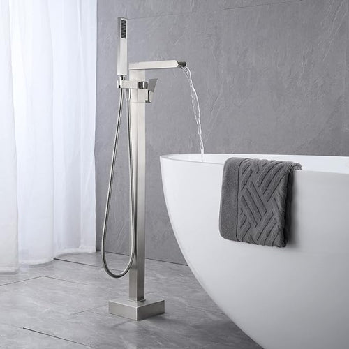 Floor Mount Freestanding Tub Filler with Hand Held Shower
