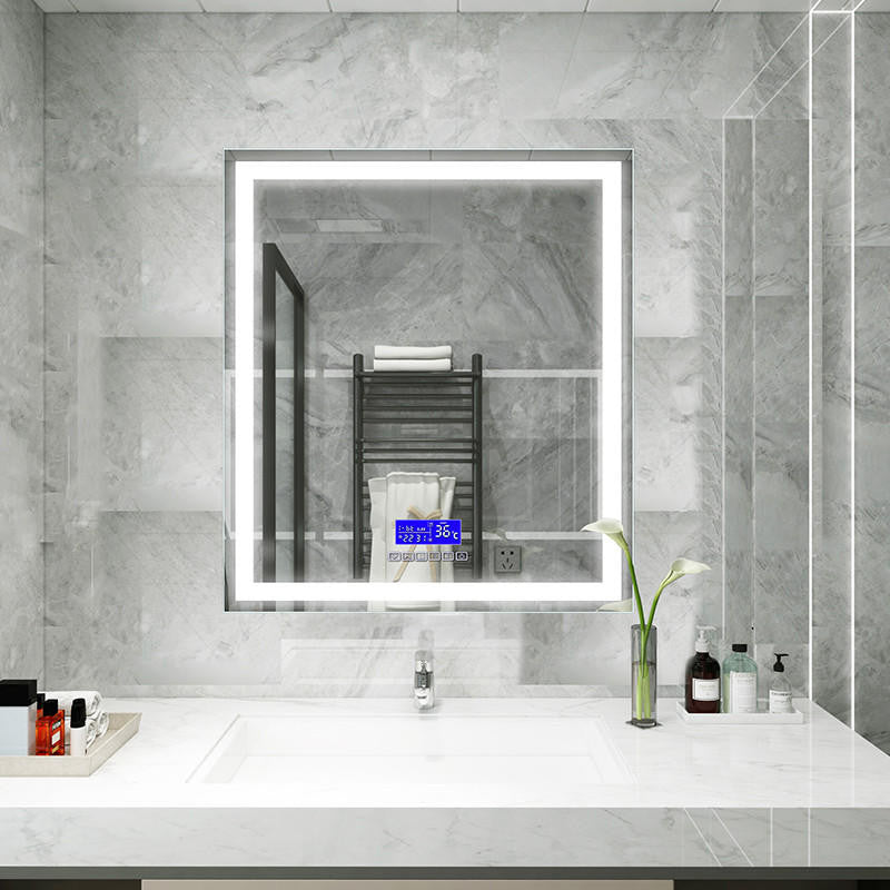 Moreno Florence 31''W x 35.5''H LED Bathroom Mirror With Bluetooth, Time & Temperature Display