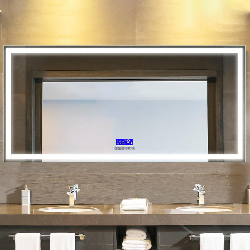 Moreno Florence 76''W x 35.5''H LED Bathroom Mirror With Bluetooth, Time & Temperature Display