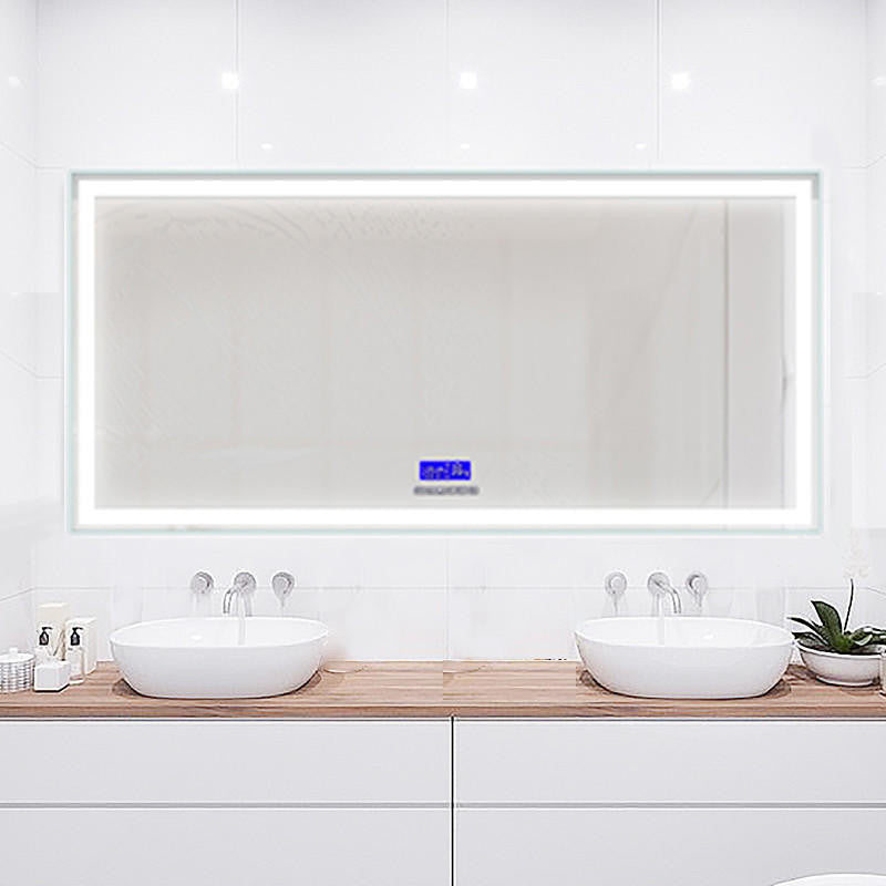 Moreno Florence 76''W x 35.5''H LED Bathroom Mirror With Bluetooth, Time & Temperature Display
