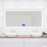 Moreno Florence 76''W x 35.5''H LED Bathroom Mirror With Bluetooth, Time & Temperature Display
