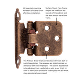Flush Cabinet Hinges Surface Face Frame Self - Close (2 Hinges/Per Pack) in Antique Brass - Hickory Hardware - BUILDMYPLACE