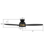 FREMONT 48 inch 3 - Blade Flush Mount Smart Ceiling Fan with LED Light & Remote - LEDMyPlace