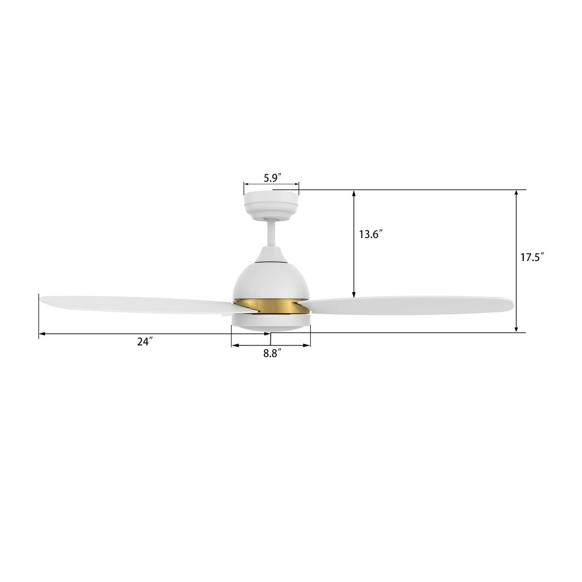 FREMONT 48 inch 3 - Blade Smart Ceiling Fan with LED Light & Remote - LEDMyPlace