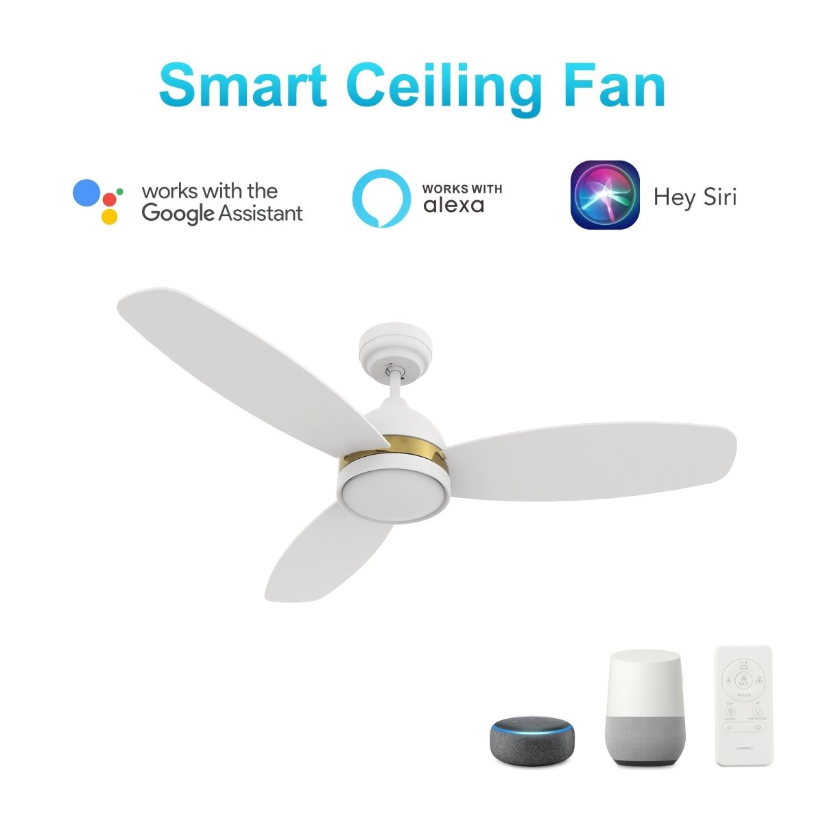 FREMONT 48 inch 3 - Blade Smart Ceiling Fan with LED Light & Remote - LEDMyPlace