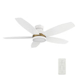 FREMONT 48 inch 5 - Blade Flush Mount Smart Ceiling Fan with LED Light & Remote - LEDMyPlace