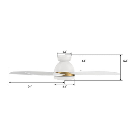 FREMONT 48 inch 5 - Blade Flush Mount Smart Ceiling Fan with LED Light & Remote - LEDMyPlace