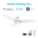 FREMONT 52 inch 3 - Blade Flush Mount Smart Ceiling Fan with LED Light & Remote - LEDMyPlace