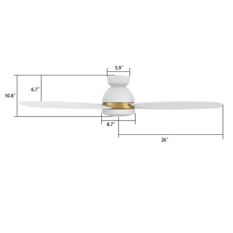 FREMONT 52 inch 3 - Blade Flush Mount Smart Ceiling Fan with LED Light & Remote - LEDMyPlace