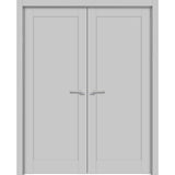 French Double Panel Lite Doors Hardware | Quadro 4111 Matte Grey | Panel Frame Trims | Bathroom Bedroom Interior Sturdy Door - BUILDMYPLACE