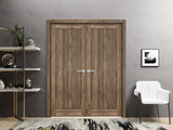 French Double Panel Lite Doors Hardware | Quadro 4111 Walnut | Panel Frame Trims | Bathroom Bedroom Interior Sturdy Door - BUILDMYPLACE