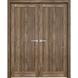 French Double Panel Lite Doors Hardware | Quadro 4111 Walnut | Panel Frame Trims | Bathroom Bedroom Interior Sturdy Door - BUILDMYPLACE