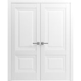 French Double Panel Lite Doors with Hardware | Lucia 8831 White Silk| Panel Frame Trims | Bathroom Bedroom Interior Sturdy Door - BUILDMYPLACE