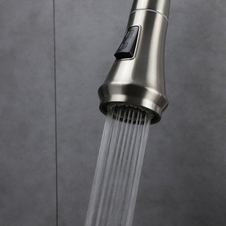 Garbatella Brass Kitchen Faucet w/ Pull Out Sprayer - Brushed Nickel - BUILDMYPLACE