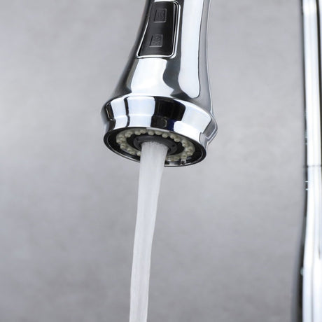 Garbatella Brass Kitchen Faucet w/ Pull Out Sprayer - Chrome - BUILDMYPLACE