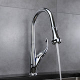 Garbatella Brass Kitchen Faucet w/ Pull Out Sprayer - Chrome - BUILDMYPLACE