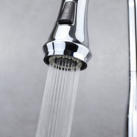 Garbatella Brass Kitchen Faucet w/ Pull Out Sprayer - Chrome - BUILDMYPLACE