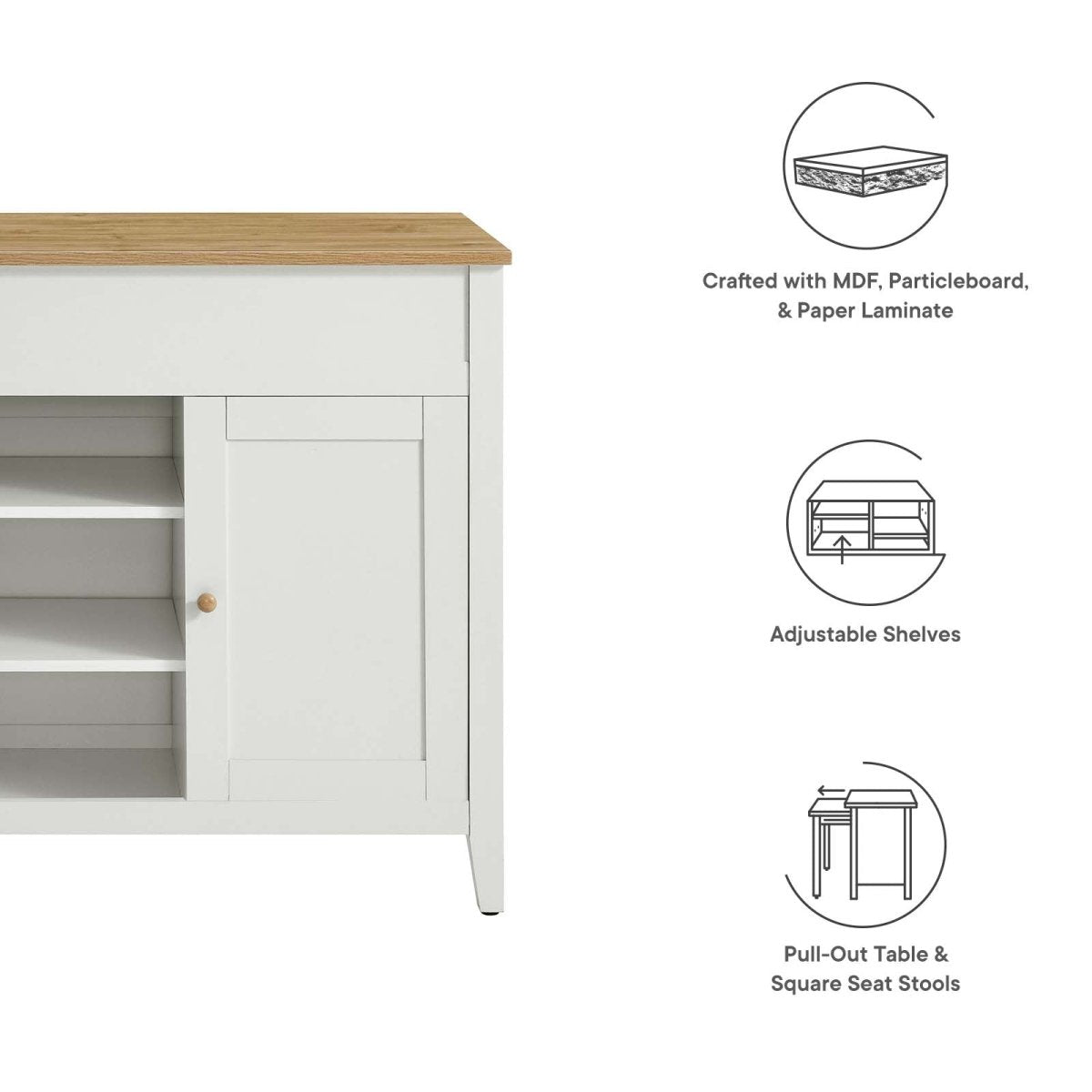 Garland 3 - Piece Kitchen Island and Stool Set - BUILDMYPLACE