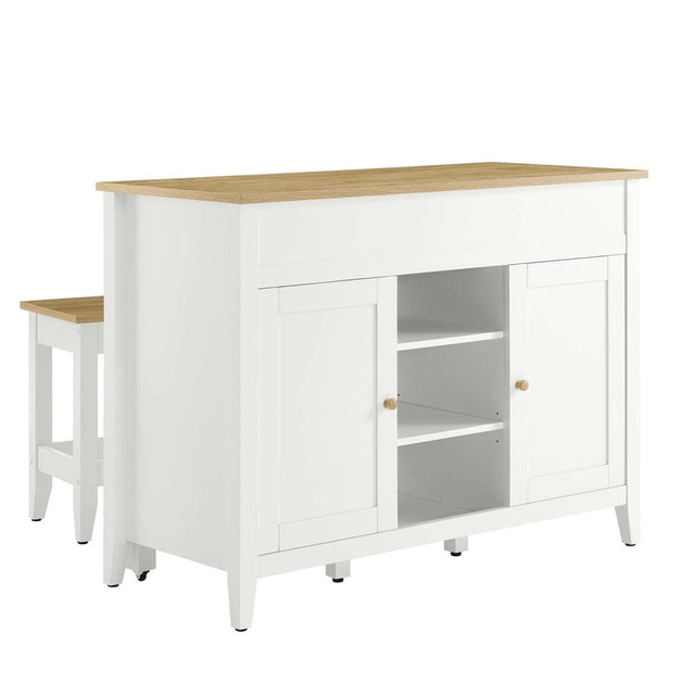 Garland 3 - Piece Kitchen Island and Stool Set - BUILDMYPLACE
