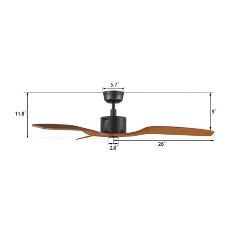GARNETT 52 inch 3 - Blade No Light Ceiling Fan with Remote - LEDMyPlace