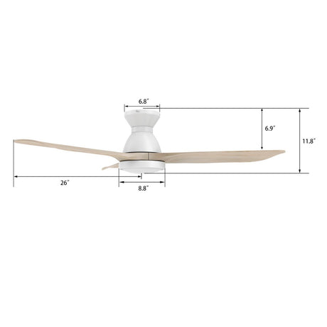 GARRICK 52 inch 3 - Blade Flush Mount Smart Ceiling Fan with LED Light & Remote - LEDMyPlace