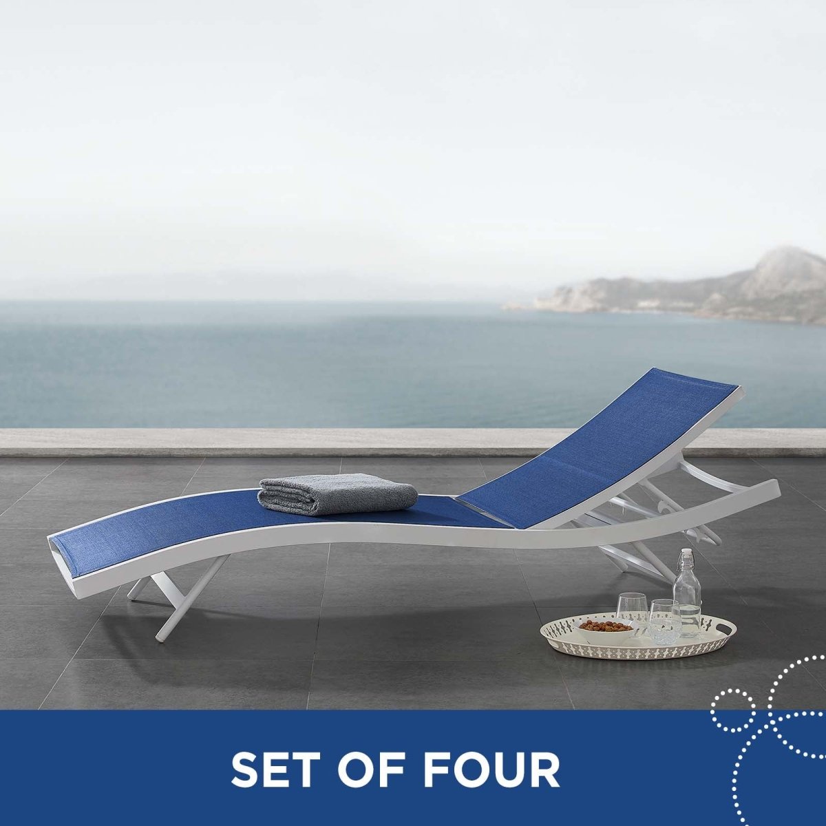 Glimpse Outdoor Patio Mesh Chaise Lounge Set of 4 - BUILDMYPLACE