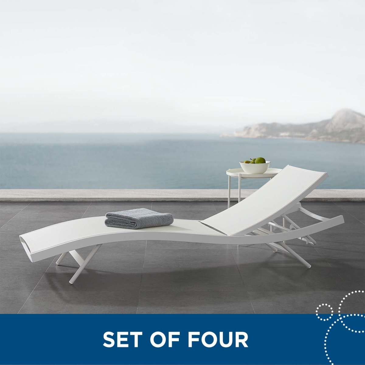 Glimpse Outdoor Patio Mesh Chaise Lounge Set of 4 - BUILDMYPLACE