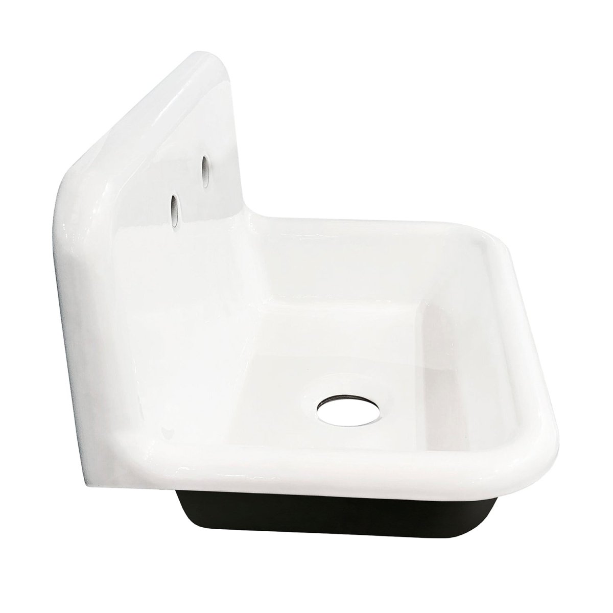 Gourmetier 30" X 20" Cast Iron Single Bowl Wall Mount Sink, White - BUILDMYPLACE