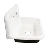 Gourmetier 30" X 20" Cast Iron Single Bowl Wall Mount Sink, White - BUILDMYPLACE