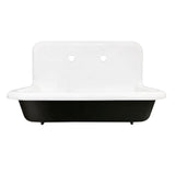 Gourmetier 30" X 20" Cast Iron Single Bowl Wall Mount Sink, White - BUILDMYPLACE