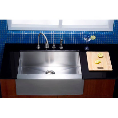 Gourmetier 30" x 21" Apron Front Farmhouse Single Bowl Kitchen Sink, Brushed - BUILDMYPLACE