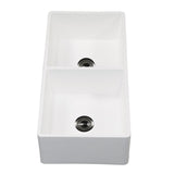 Gourmetier 36" x 18" Solid Surface Double Bowl Farmhouse Kitchen Sink, Matte White - BUILDMYPLACE