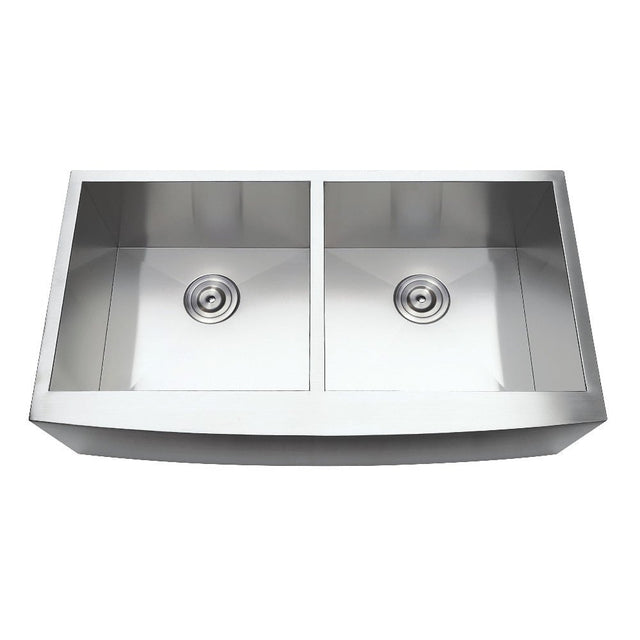 Gourmetier 36" x 20" Undermount Stainless Steel Double Farmhouse Kitchen Sink, Brushed - BUILDMYPLACE