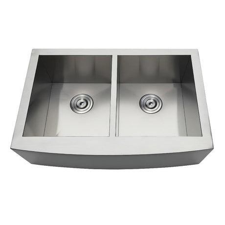 Gourmetier Drop - In Stainless Steel Double Bowl Farmhouse Kitchen Sink, Brushed - BUILDMYPLACE