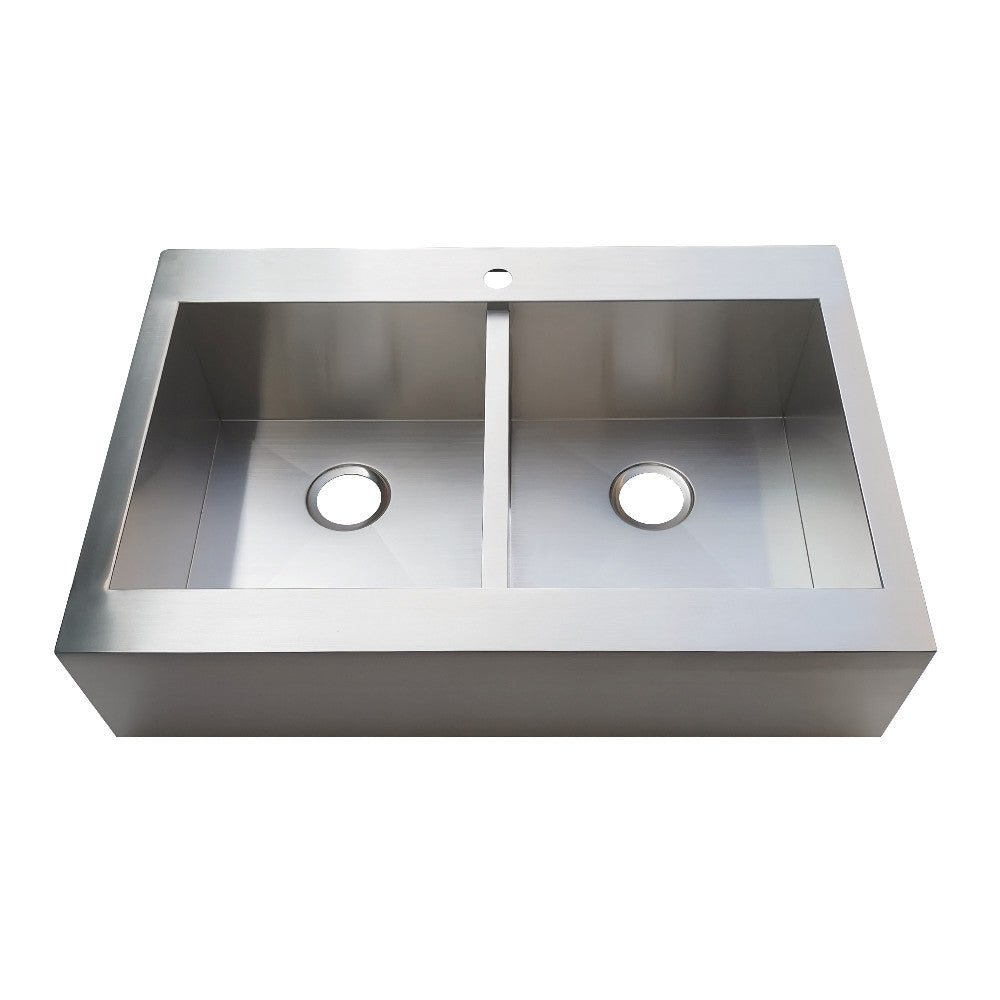 Gourmetier Edinburg Drop - In 33" x 24" Double Bowl Kitchen Sink, Brushed - BUILDMYPLACE