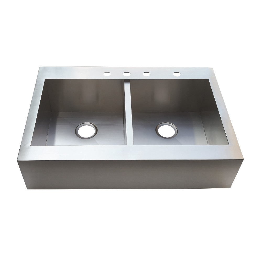 Gourmetier Edinburg Drop - In Double Bowl Kitchen Sink, Brushed - BUILDMYPLACE