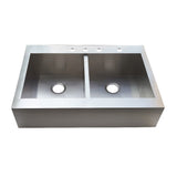 Gourmetier Edinburg Drop - In Double Bowl Kitchen Sink, Brushed - BUILDMYPLACE