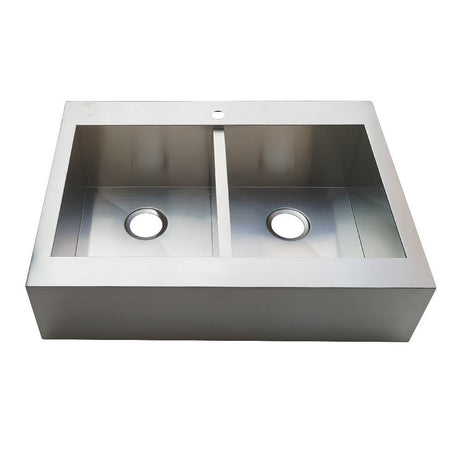 Gourmetier Edinburg Drop - In Double Bowl Kitchen Sink, Brushed - BUILDMYPLACE