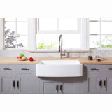 Gourmetier Solid Surface 33" x 22" Farmhouse Single Bowl Kitchen Sink, Matte White - BUILDMYPLACE