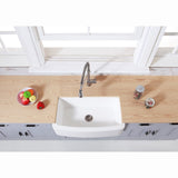 Gourmetier Solid Surface 33" x 22" Farmhouse Single Bowl Kitchen Sink, Matte White - BUILDMYPLACE