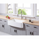 Gourmetier Solid Surface 36" x 22" Farmhouse Single Bowl Kitchen Sink, Matte White - BUILDMYPLACE