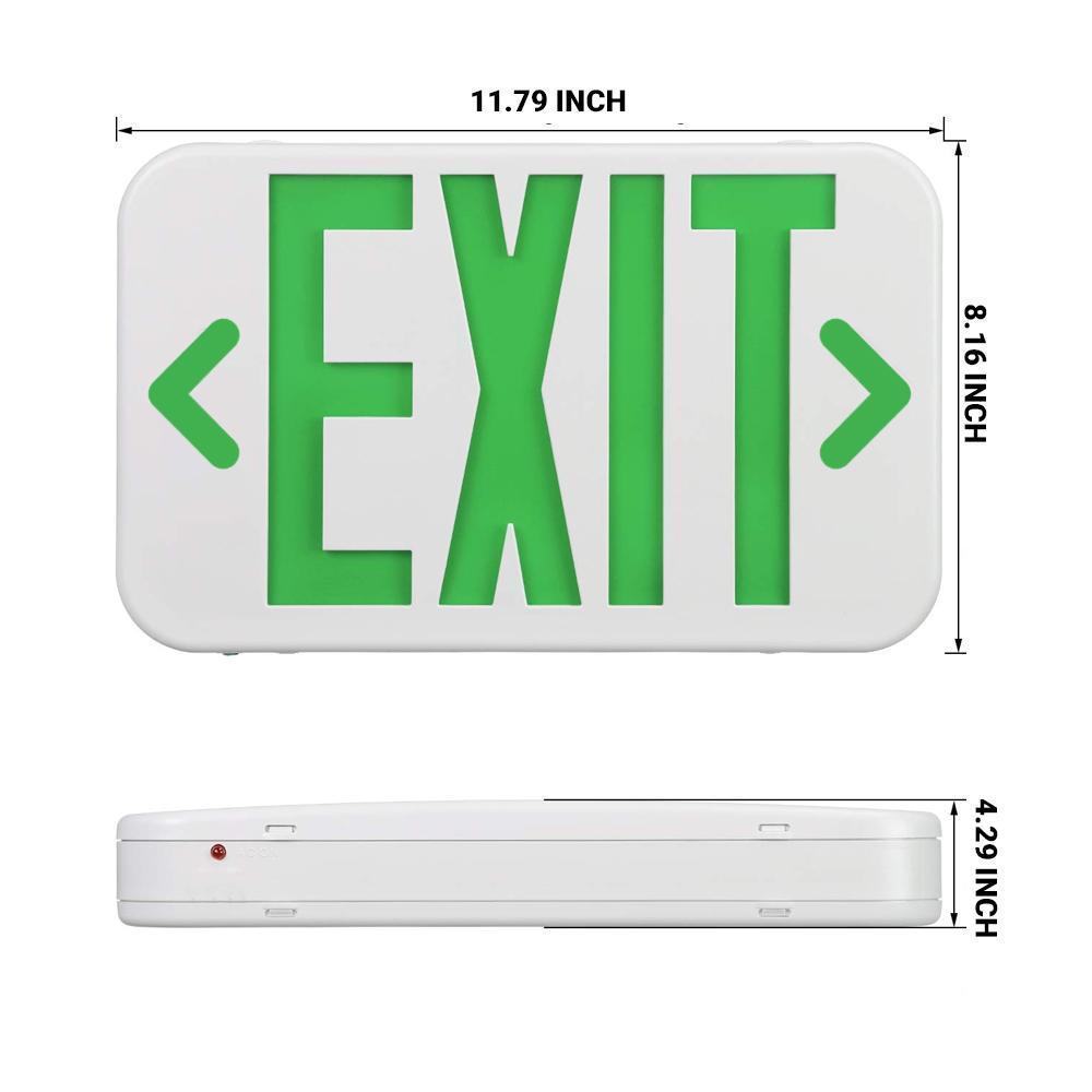 Green LED Exit Sign, Double Sided, 4W, UL,CUL, AC 120V - 277V, 90 - min Backup Battery, Exit Light for Business, Residential - BUILDMYPLACE